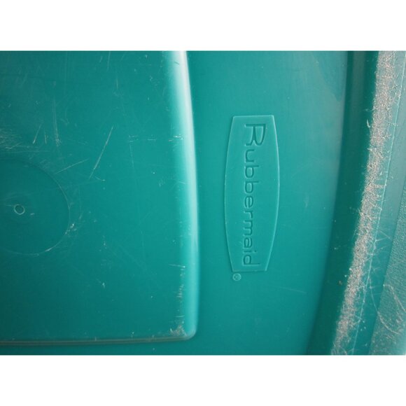 Rubbermaid Vintage 90's Teal / Yellow Square Plastic Tote / Basket - Lot of 2 - Picture 6 of 10